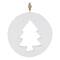 White Wood Pine Tree Cut-Out Ornaments Set
